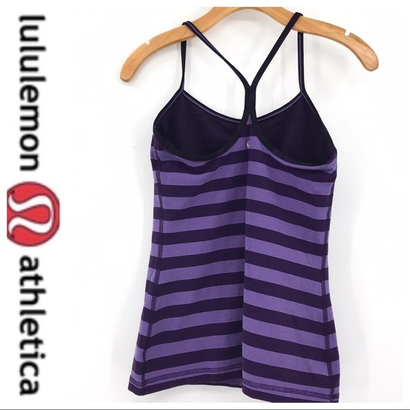 💕SALE💕 Lululemon Purple Stripe Power Y Tank Top - Picture 4 of 10